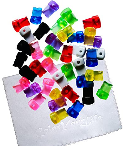 ColorYourLife 40 Pcs Hard Plastic Plugs Anti Dust Plugs Covers for Lightning Port Compatible with iPhone iPad and Microfiber Cleaning Cloth