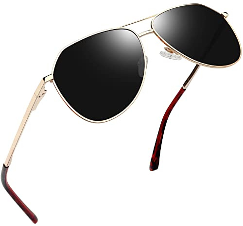 Joopin Guld Svarta Solglasögon Herr Polariserade och Fashion Solglasögon Dam UV400 Polarized Mirrored Sunlasses Unisex För Körning Fiske och Sport Guldsvart