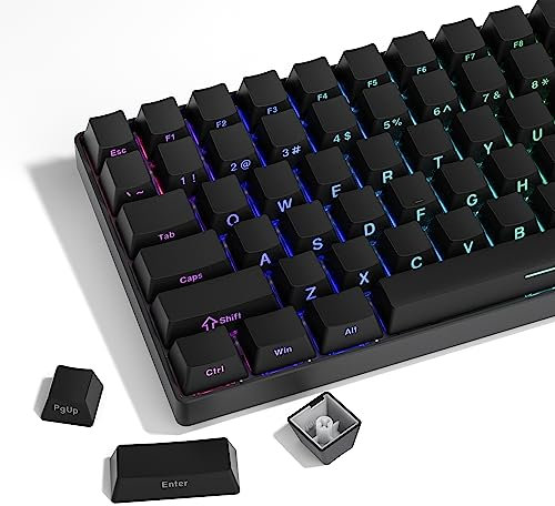 XVX PBT Side Print Double Shot Shine Through Custom Keycap Set - Black OEM Profile 136 Keys, Minimalist Style Phantom for Mechanical Keyboards
