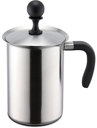 WEITZ Milchaufschäumer manuell, 1000ml Aufschäumbecher mit Kapselboden, induktionsgeeignet, 1,0ltr.