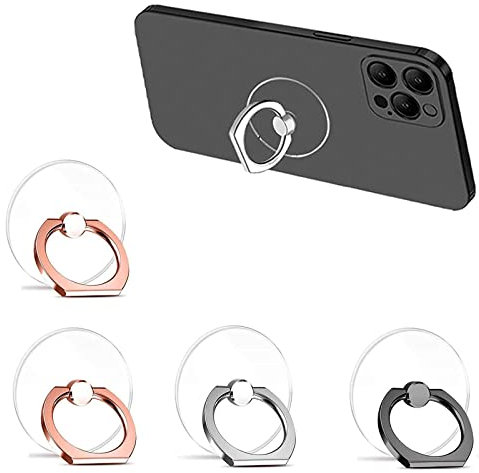 Anillo para teléfono móvil,4 pcs Soporte Transparente para teléfonos móviles,El Soporte del teléfono móvil Giratorio de 360 Grados es Adecuado para Varios teléfonos Inteligentes (Circular)
