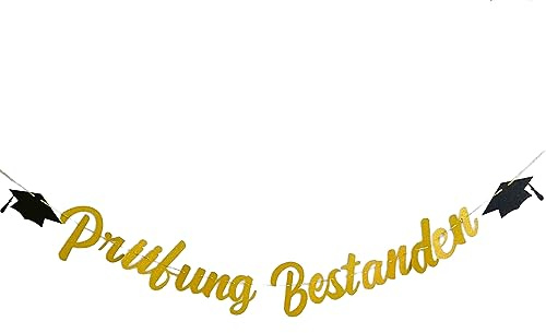 Prüfung Bestanden Girlande Banner Hängende Deko Gratulation Gold Graduierung Abschlussfeier Graduation Party Deko von Studium Universität Hochschule Abitur