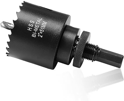 51mm Hole Saw for Metal and Wood, 2 inch HSS Bi-Metal Circular Drill Cutter with Pilot Bit for Plate Steel, Sheet Iron, Ceiling Board, Acrylic Panel, 7/16” Hex Shank