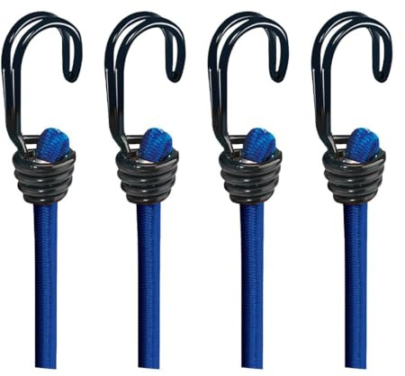 BASI | 4er Set Gummispannseil mit Haken | 120 cm Ø 8 mm | Spanngummis Gepäckspanner mit Doppelhaken | Ladungssicherung Transportsicherung - Spanngurt Set | 4 Stück