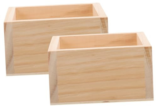 Yardenfun 2stücke Rustikale Holz Blumentöpfe Quadratisch Natürliche Pflanzkiste Holzbox Für Sukkulenten Dekorative Blumenhalterung Für Tisch Und Büro Langlebige Bauernhaus-dekoration