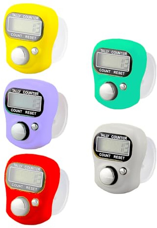 Electronic Finger Counter, Mini LCD Digital Display Hand Tally Counter 5-Digit Number Count Clicker, Resettable Counters Clickers for Knitting, Crochet, Coaching, Lap, Golf, Toddler & Fidget 5 Colors