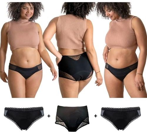 Oséclore Period Underwear Ultra Saugfähig - Mittlerer bis Starker Fluss - Periode - Urinverlust - Waschbar und Wiederverwendbar - Bio-Baumwolle und Bambus Oeko-TEX - Waschsäckchen inklusive