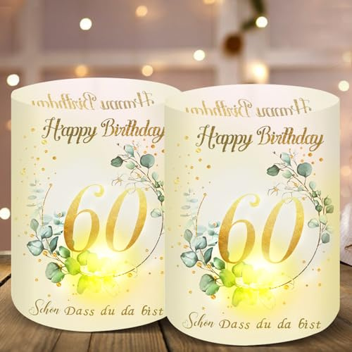 Moorle 12 Windlichter Tischdeko 60 Geburtstag, Deko 60 Geburtstag Frau Mann, Schön DASS Du Da Bist, Geeignet für Teelichter oder Kerzen, 0306ZZXTYHG
