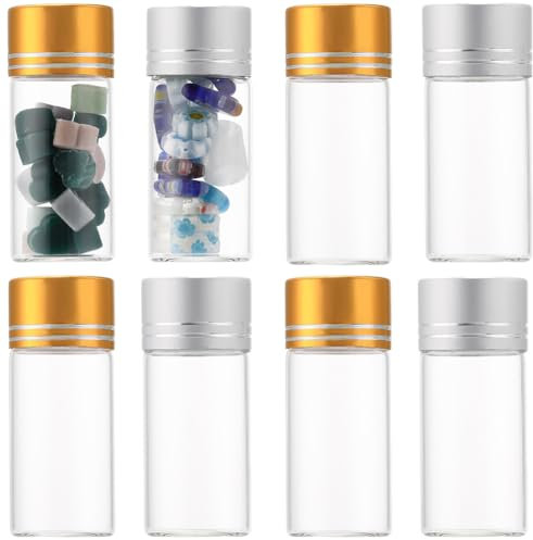SUNNYCLUE 40 mini Bocaux en Verre de 10 ml, Petits Flacons en Verre avec Bouchon à Vis en Aluminium, Petits Pots, Mini Bouteilles en Verre, Bouteilles Vides Transparentes, Bocaux en Verre pour Huile E