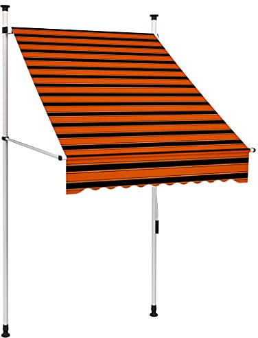 Mengtu Markise Einziehbar Handbetrieben Klemmmarkise Balkonmarkise Sonnenschutz mit Handkurbel Höhenverstellbar für Fenster Garten 100 cm Orange und Braun Garten Möbel