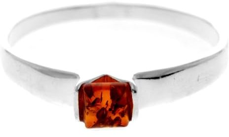 SilverAmber Jewellery - Anello in argento Sterling 925 e ambra baltica classica a forma di fiore – 7497, 17 3/4, Gemma