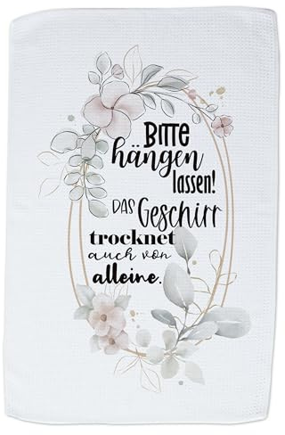 GRAZDesign Geschirrtuch Bitte hängen Lassen mit Spruch - lustiges Motiv - Küchentuch Geschenk Abtrockentuch 40x60cm