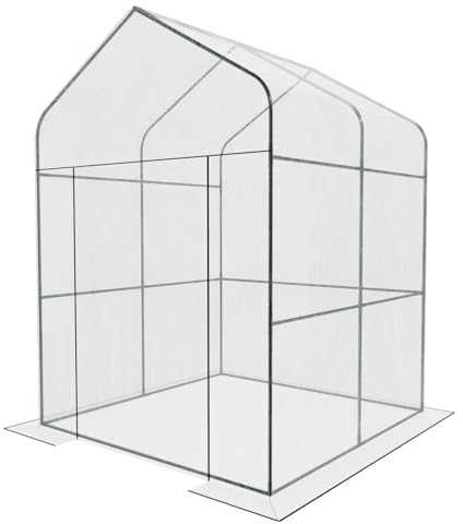BRICOZONE Serra Da Giardino Senza Ripiani Per Orto Telaio A Casetta In Acciaio Porta Avvolgibile Apertura A Cerniera Telo Trasparente In PVC Protezione Piante Giardinaggio (Senza Ripiani)