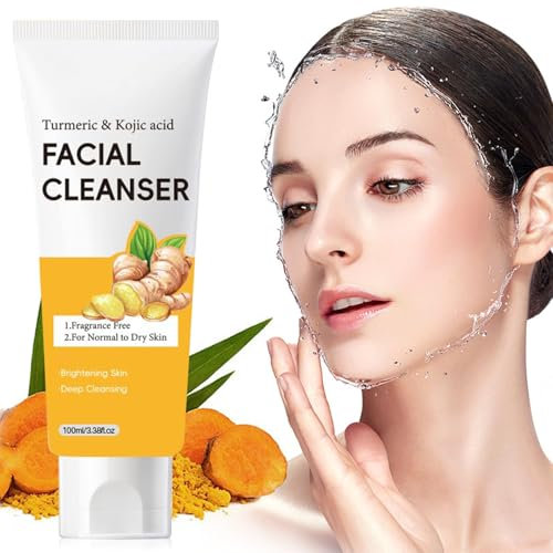 Turmeric Glow Face Wash Turmeric & Kojic Acid Foaming Brightening Face Wash, Turmeric Facial Cleanser, Targets Clogged Pores, Excess Oil & Breakouts, Gently Exfoliates Appearance of Fine Lines, 100g