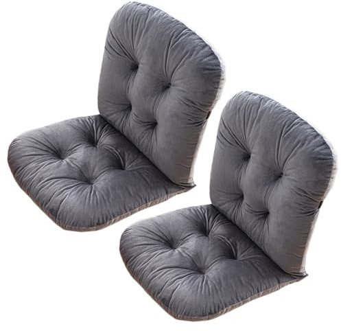 AOPEZIA Stuhlkissen mit Rückenteil Sitz und Rückenkissen mit Bänder Polsterauflage, Gartenstuhlauflage Niedriglehner Auflage Polsterauflage Gartenstuhl(Dark Grey,2 Pieces)