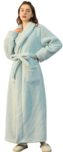 Damen-Bademantel aus Sherpa-Fleece, ultraweicher langer Bademantel mit Gürtel, gemütlicher und warmer flauschiger Morgenmantel, volle Länge, Loungewear, perfekter Wintermantel – luxuriöser Komfort und