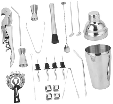 Cabilock 22piezas Coctelera Profesional Vaso Medidor y Suministros para Barman para Preparar Cocteles y Batidos Casa o Eventos