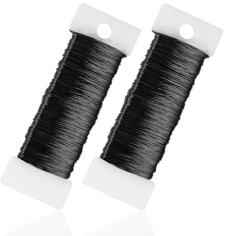 0,35 mm x 100 m pysseltråd svart, tråd för pyssel, smyckestråd, bindningstråd, blomtråd, modelleringstråd, pysseltrådar för smyckestillverkning, pysselarbete (50 m/rulle)