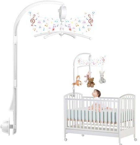 Soporte Móvil para Bebé Regulable Soporte de Cuna Móvil con Caja de Música Soporte de Brazo Móvil Regalos para Recién Nacidos