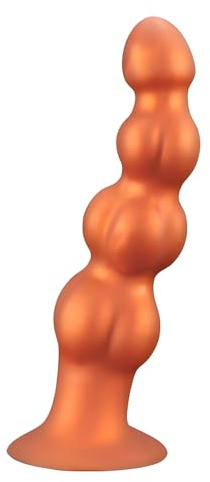 Liquid Silicone Anal Beads and Butt Plug with Suction Cup Base, Soft Anal Plug Graduated Beads for Comfortable Anal Play Perfect for Men and Women (Large)