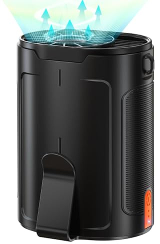 Refluxe - Ventilateur de cou avec 6600 tr/min, 4 vitesses, 25 heures d'autonomie de la batterie, Ventilateur USB-C portable pour le camping, l'extérieur, le lieu de travail (Noir)