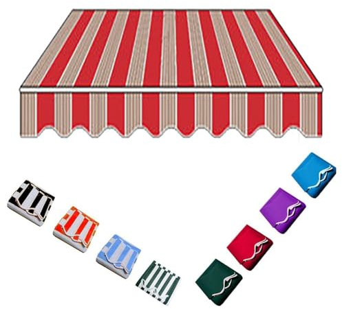Tela De Repuesto Para Toldo Exterior Retráctil - Lona Recambio 3x2m 4x3m 5x3m 6x4m - Cubierta Protectora Para Jardín Patio Terraza (Stripe A, 3x2m/10x6.5ft)