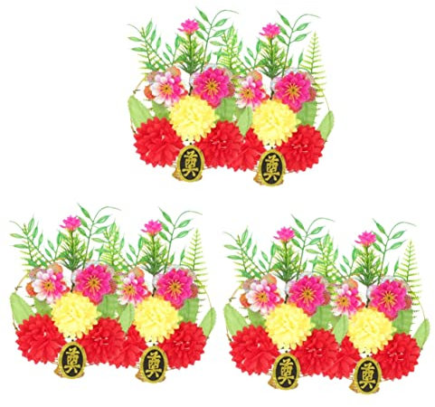 Toyvian 3 Ensembles Petit Panier De Fleurs en Vase Artificiel Décorations Funéraires pour Cimetière Bouquet Fausses Fleurs Commémoratives Fleurs pour La Tombe Plastique 2 Pièces * 3