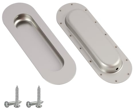 Hawpasy 2 PCS Poignées de Porte à Porte Coulissantes pour Porte Coulissante en Acier Inoxydable 304 Brossé Satiné, Poignée Cachée pour Porte, Armoire, Placard, Tiroir, Vis Invisibles, Montage Facile