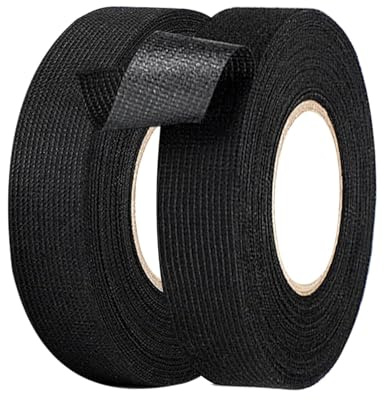 Scotch Tissu 19 mm X 25 m Rubans Adhésifs Gaffer pour Isolation Électrique Ruban Adhésif en Coton Scotch Noir Electricien Isolant Électrique Ruban Adhésif Toilé pour Faisceaux de Câbles