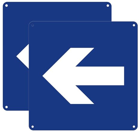 2pcs Arrow Signs Arrow Directional Signage Aluminium Reflective Warning Sign for Ourdoor and Indoor(Blue-Arrow, 20x20cm)