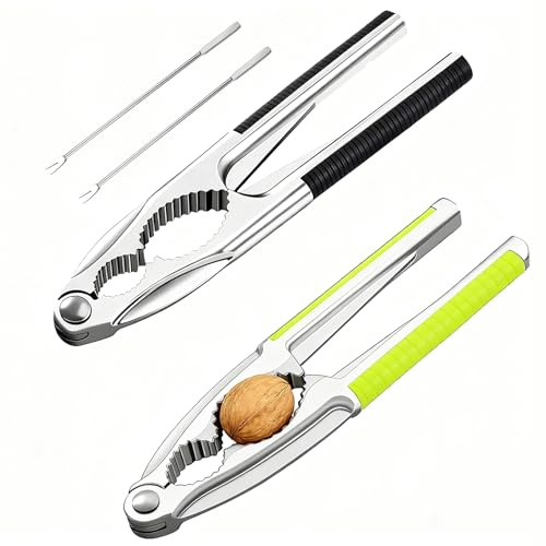 peiyee Juego De 4 Piezas Cascanueces De Metal con Mangos Antideslizantes Cascanueces Metalico para Cascar Nueces Y Avellanas, Adecuado para El Hogar, Restaurantes, Etc.