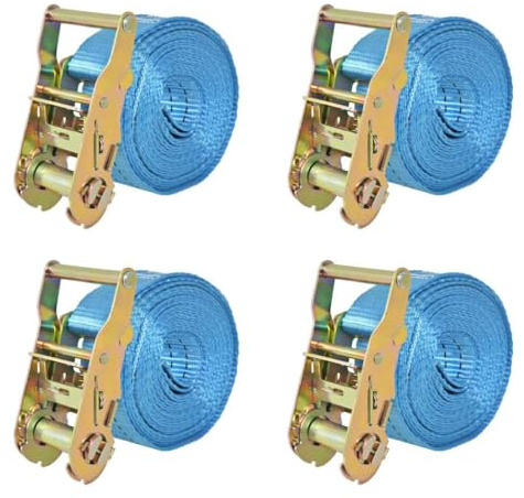 SKM Correas de sujeción de trinquete 4 uds 2 T 6mx38mm Azul,Bricolaje,Accesorios de Bricolaje,Cadenas, Alambre y Cuerda,Correas de Amarre,Azul,2.97 kg,142654