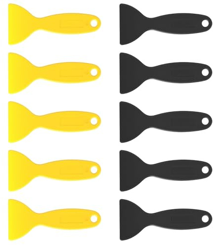 Kunststoff-Spachtel-Farbschaber, 10 Stück Kunststoffspachtel Set, Flexibles Spachtelmesser Für 3d Druck, Wandreparatur, Aufklebermontage, Luftblasenentfernung (Schwarz, Gelb)