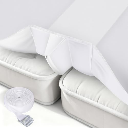 Ramofi 3-in-1 Bed Bridge Twin to King Converter Kit with Attached Fitted Sheet | Split King Gap Filler for Adjustable Bed & Bed Gap Filler | Twin to King Daybed Gap Filler | Washable Cover | 78x75