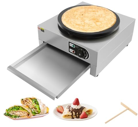 TONFEION 220V 3000W Crêpes Maker Crepegerät, Crepesmaker 50-300°C Pancake Tortillas Maker mit Grillplatte und Spatel, Profi Pfannkuchen Maker Durchmesser 40cm, Antihaftbeschichtung Crepesplatte Maschi