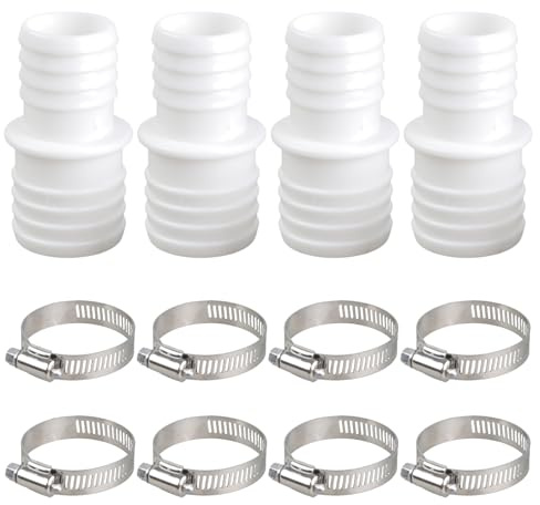 Ljmyy 4 conectores de manguera de piscina de 32 a 38 mm, adaptadores de acoplamiento de manguera con abrazadera, boquillas de piscina, conectores duraderos