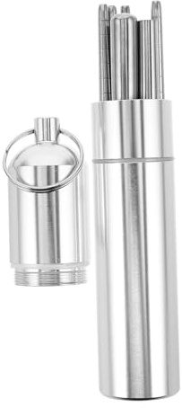 CLISPEED Set 2 Paia Bacchette Cinesi Pieghevoli in Acciaio Inox con Custodia in Metallo Portatile, Bacchette Riutilizzabili Compatte per Viaggi, Campeggio e Uso Quotidiano