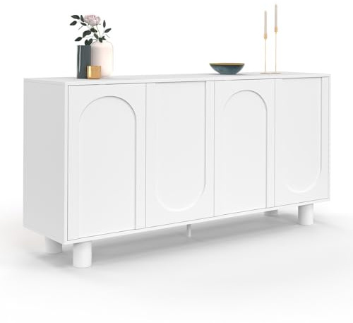 IDMarket - Buffet 160 cm Archie 4 Portes Design Arche Blanc