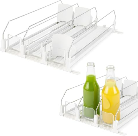 SUNNYNEST Automatic Can Dispenser for Refrigerator, Self-Pushing Fridge Drink Organizer with Spring Pusher, Adjustable Soda & Beer Can Holder for 12/25 Cans, 3/5 Rows Space-Saving (3 Rows)