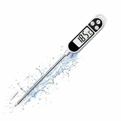 Digital Food Sugar Thermometer, Food Thermometer,Meat Probe Digital Thermometer, Instant Read Jam Thermometer Temperature Probe with Large LCD Screen℉/℃ Button for Hot Beverage, Grill,BBQ,Water, Milk