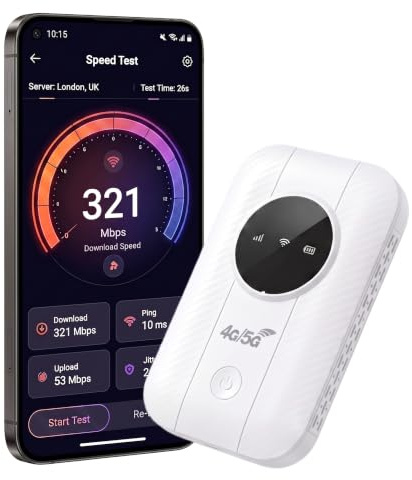 4G LTE Portable WiFi Router, 4G/5G Pocket MiFi, WiFi 6 Travel Hotspot | SIM Slot Unlocked, Premium Travel Router for Business, RV Camping & Remote Work in UK & Europe, 300Mbps ultra-fast Internet