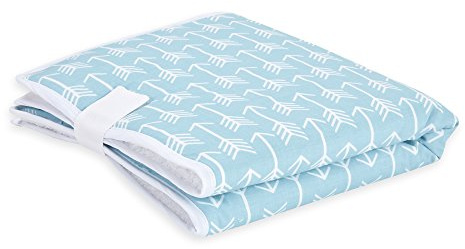 KraftKids Resekudde i vita pilar på blått, resekudde 60 cm x 60 cm, skötunderlag för resor med kärlek, handgjord i EU
