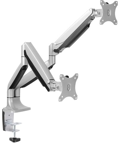 RICOO Monitor Halterung 2 Monitore Bildschirmhalterung Dual Monitor-Arm Monitorhalterung Ständer Arme für 13-27 Zoll Computer-Monitore PC Gaming Bildschirm TS9811 Stand Tischhalterung Monitor-Halter
