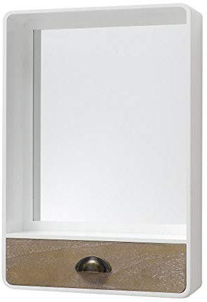 Boltze Retro Wand Spiegel Kommode MDF Regal Schublade Holz Optik Kosmetik weiß 1014423