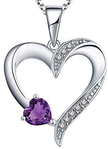 YL Herz Halskette Damen Silber 925 Anhänger Herz mit 12 Geburtsstein Zirkonia Kette für frauen, 45-48 CM