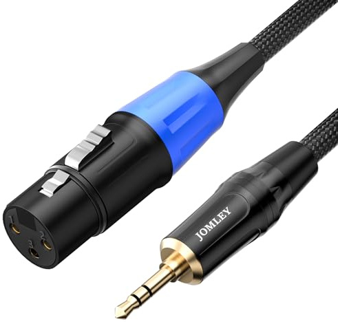 JOMLEY XLR auf Klinke 3,5 mm Kabel, Unsymmetrische XLR-Buchse auf 3,5 mm Mini-Stereo-Klinke Aux Mikrofonkabel für Handy, Laptop, Lautsprecher, Mixer - 2 Meter