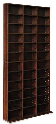 528 DVD/1116 CD Adjustable Storage Rack Shelf Book Display Tower Wood Unit Living Room (Espresso)