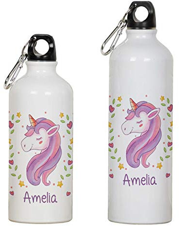 Printtoo Bouteille d'eau en Aluminium Licorne Imprimer Une Bouteille De Sport Personnalisée pour Enfants avec Mousqueton 750ml/25.3oz
