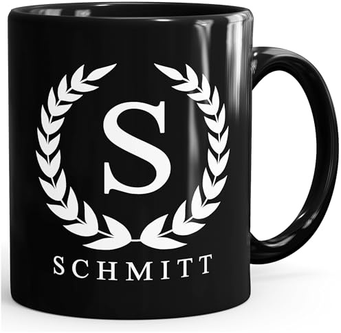 SpecialMe® Namenstasse personalisierte Kaffee-Tasse mit Namen und Initiale Monogramm persönliche Geschenke Schwarz Keramik-Tasse