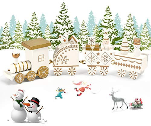 EKKONG Weihnachtszug Decor Spielzeugeisenbahn,Weihnachtszug Geschenk,Weihnachten Neujahr Deko Dekoration Ornament für Kinder Mädchen Junge Spielzeug Geschenke Tassenhalter der WeihnachtsZug (Weiß)